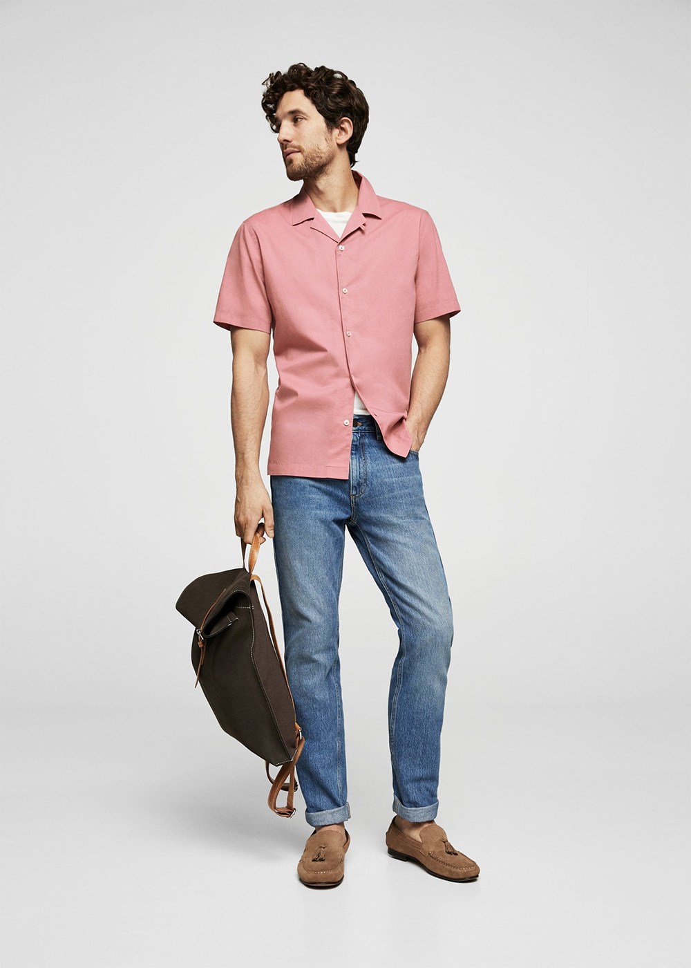 Regular-fit camp-collar shirt